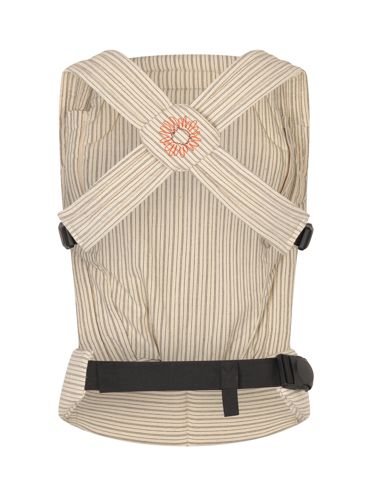 Moova Balance Babytrage aus Bio-Baumwolle mit Baby in Bauchtrageposition, Fine Lines, Ansicht 2
