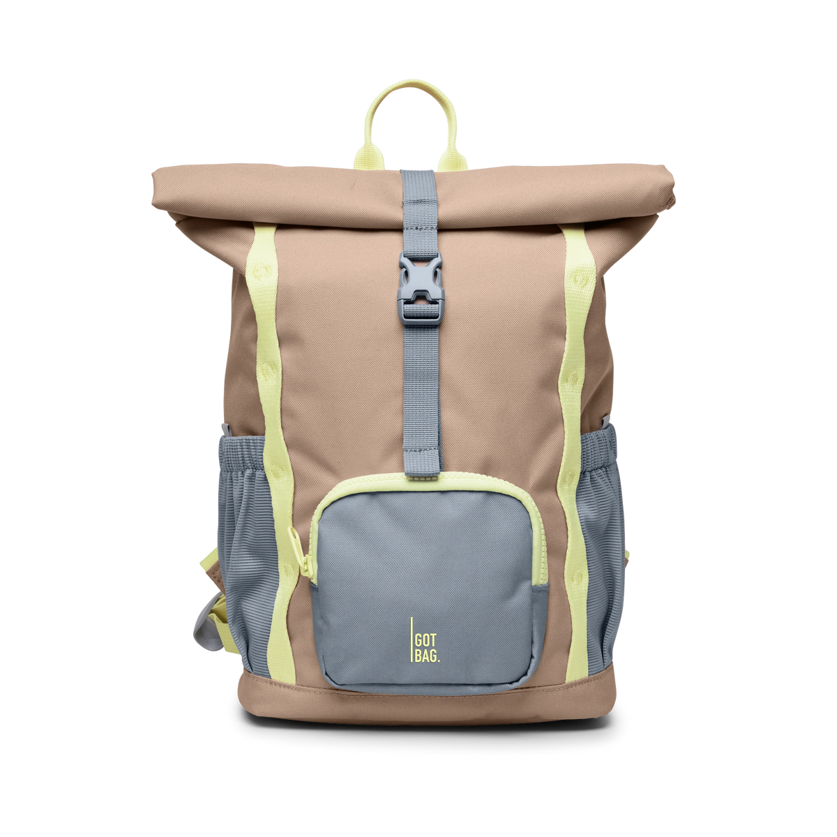 GOT BAG Kids Adventure Rolltop Kinderrucksack in Beige (sandbar), als Studioaufnahme in Frontansicht