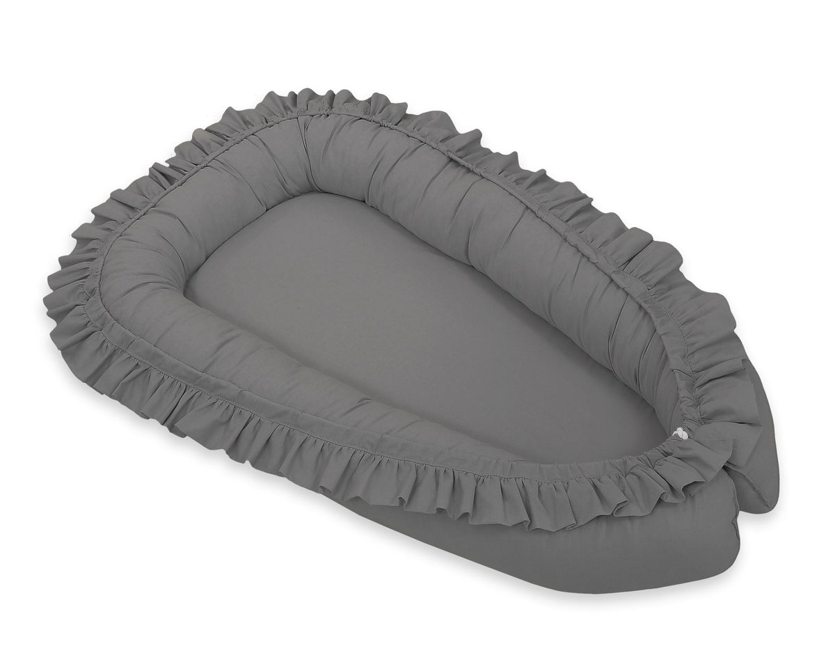 Babynest Kokon mit Rüsche – Anthrazit