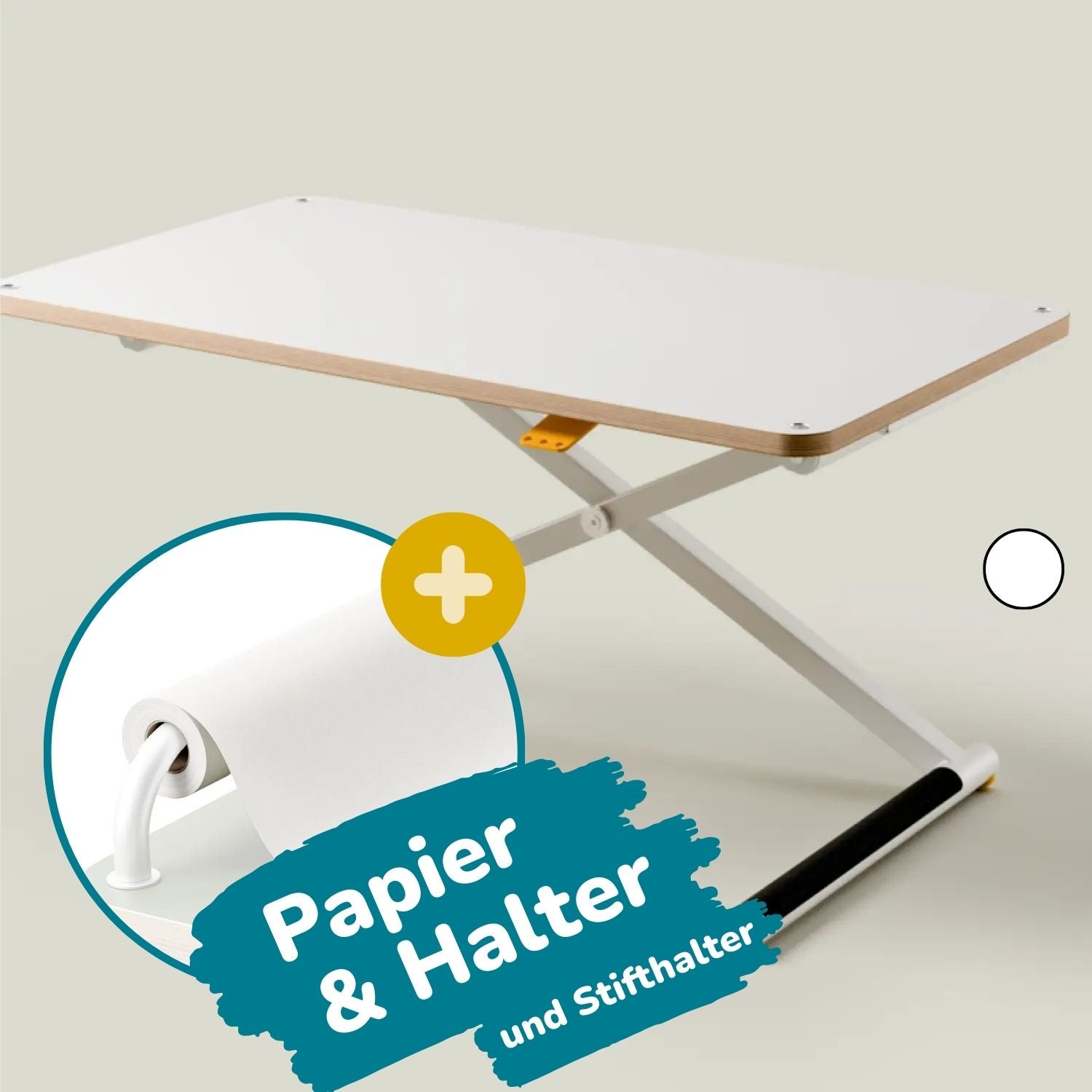 Poptop Malstudio - Kinderschreibtisch, Papierhalter mit Rolle & Stiftehalter
