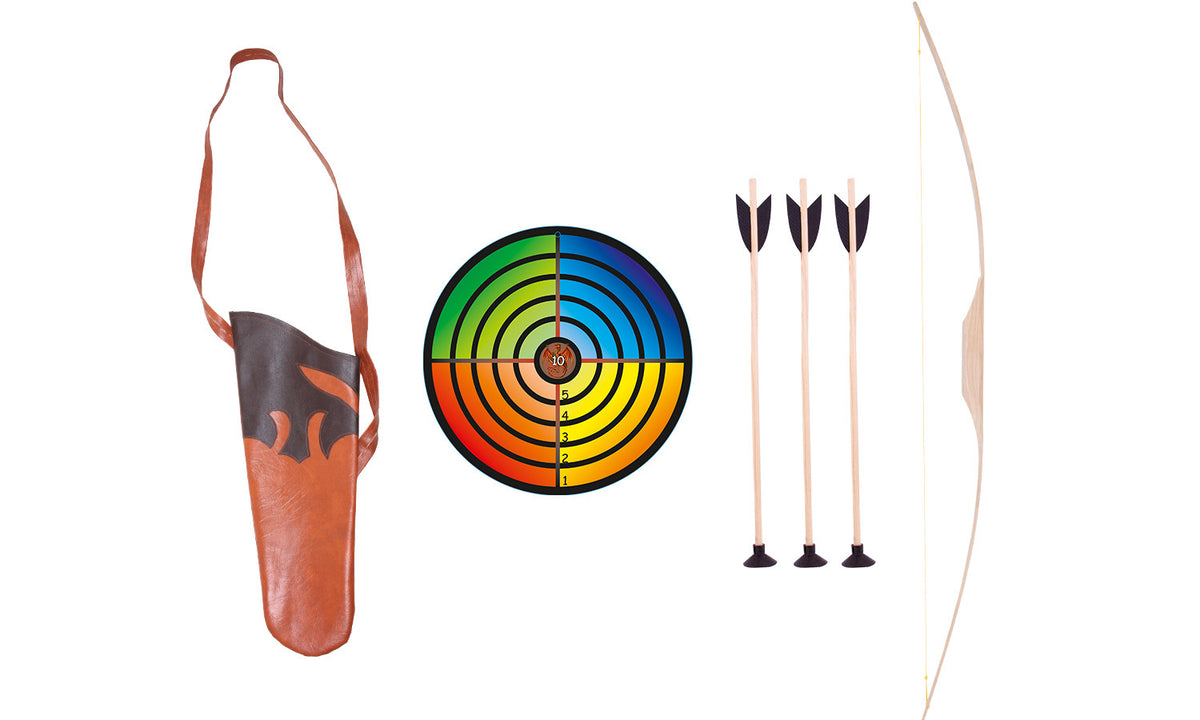 Kinder-Bogen Esche natur 100 cm mit Zielscheibe bunt