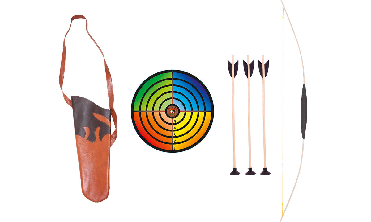 Kinder-Bogen mit Kunstleder-Griff 80 cm mit Zielscheibe bunt