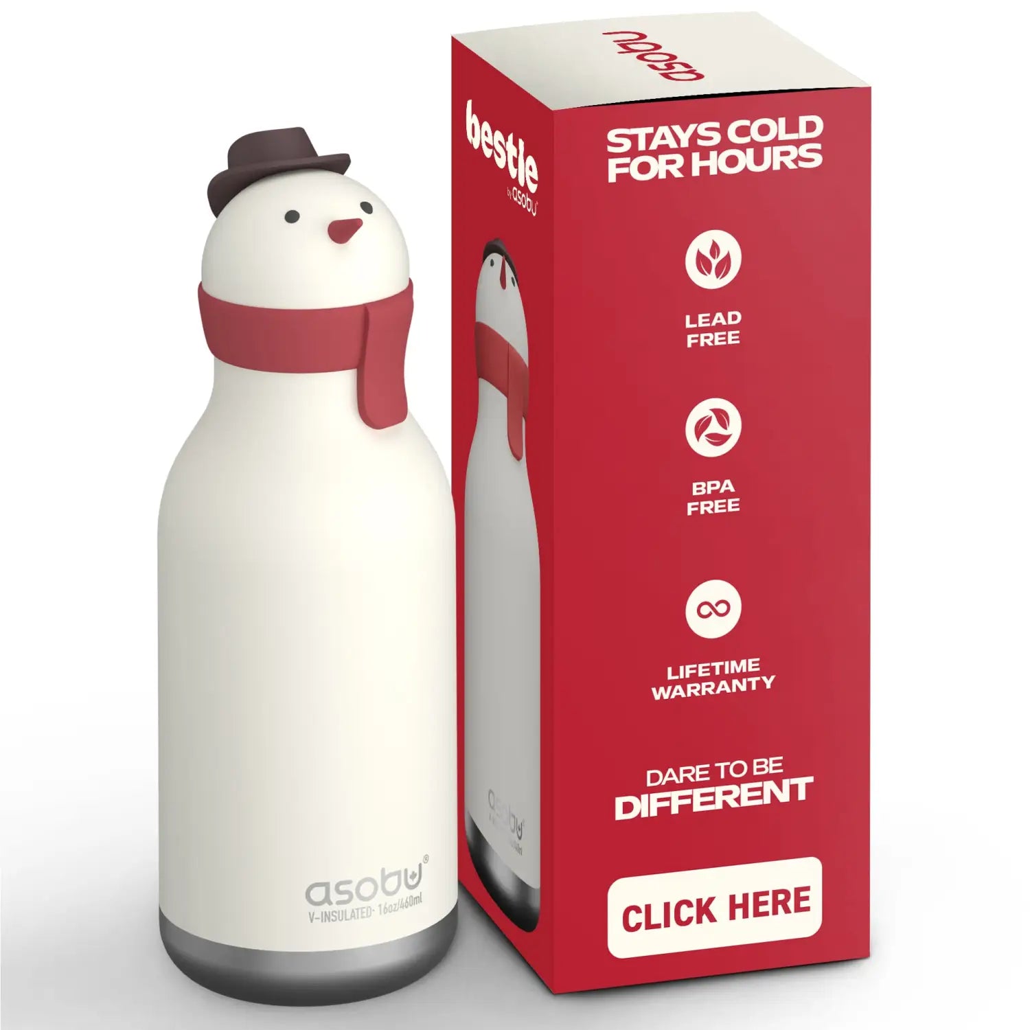 Snowman Bestie Bottle – Edelstahl Kinderflasche isoliert - Kindertrinkflasche