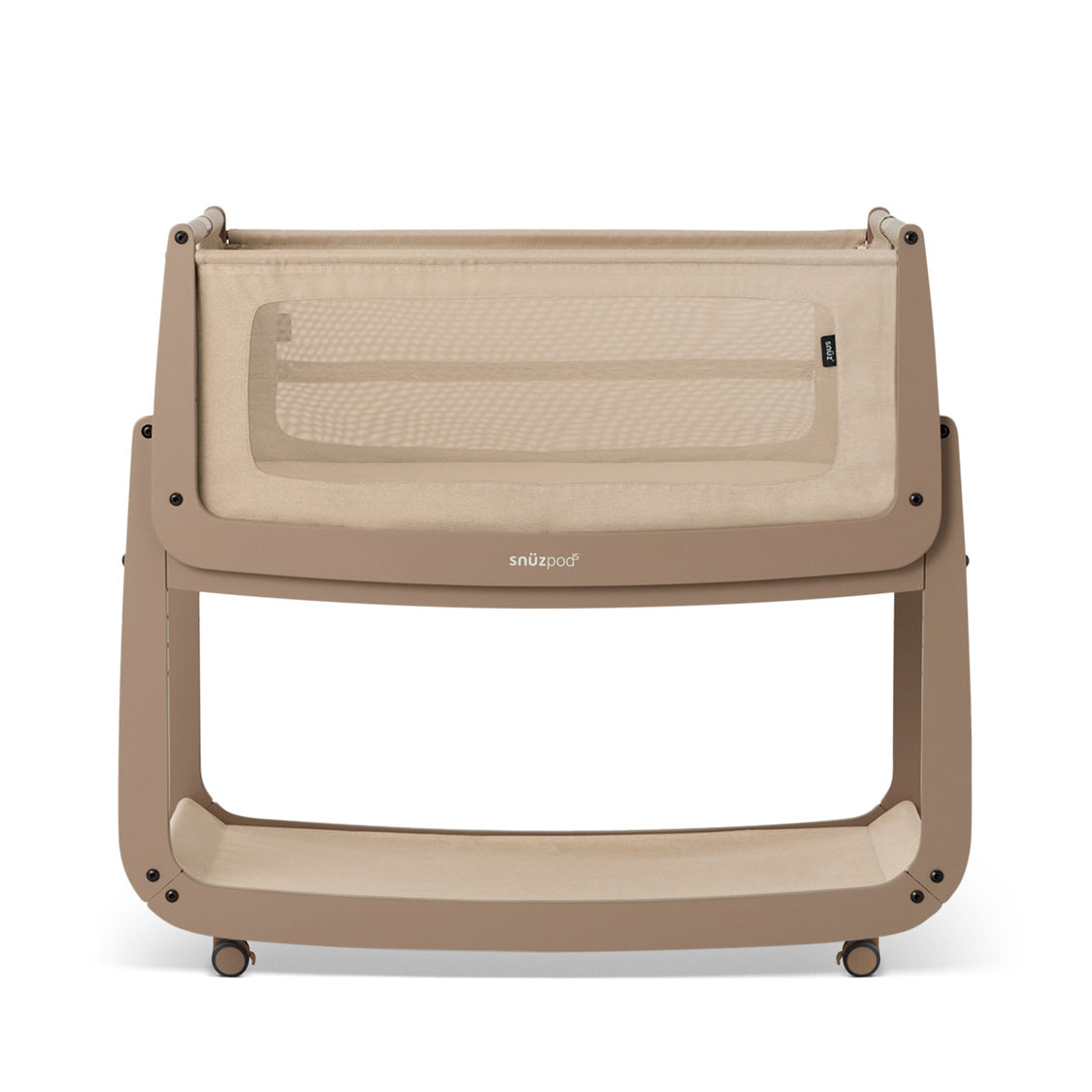 Snüz SnüzPod5 Beistellbett mit heruntergeklappter Seitenwand und Netzfenster, Mocha