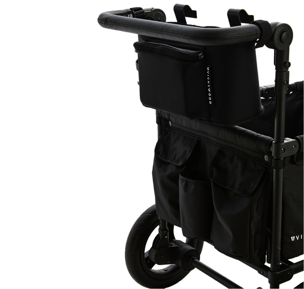 Bollerwagen für 2 Kinder VICKYWOOD SPROUT Deluxe – mit Verdeck, schwarz
