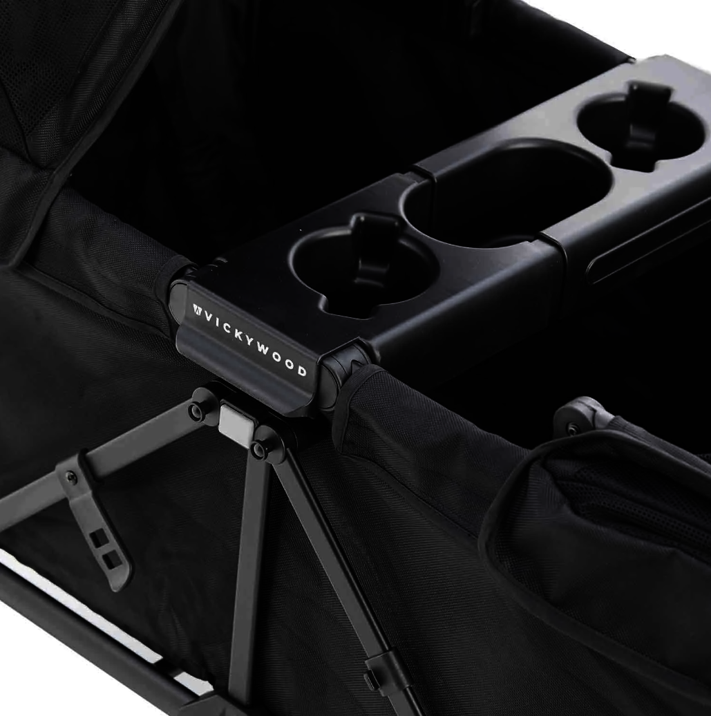 Geschwisterwagen VICKYWOOD SPROUT Evolve – mit 2 Verdecken, Mittelkonsole, schwarz